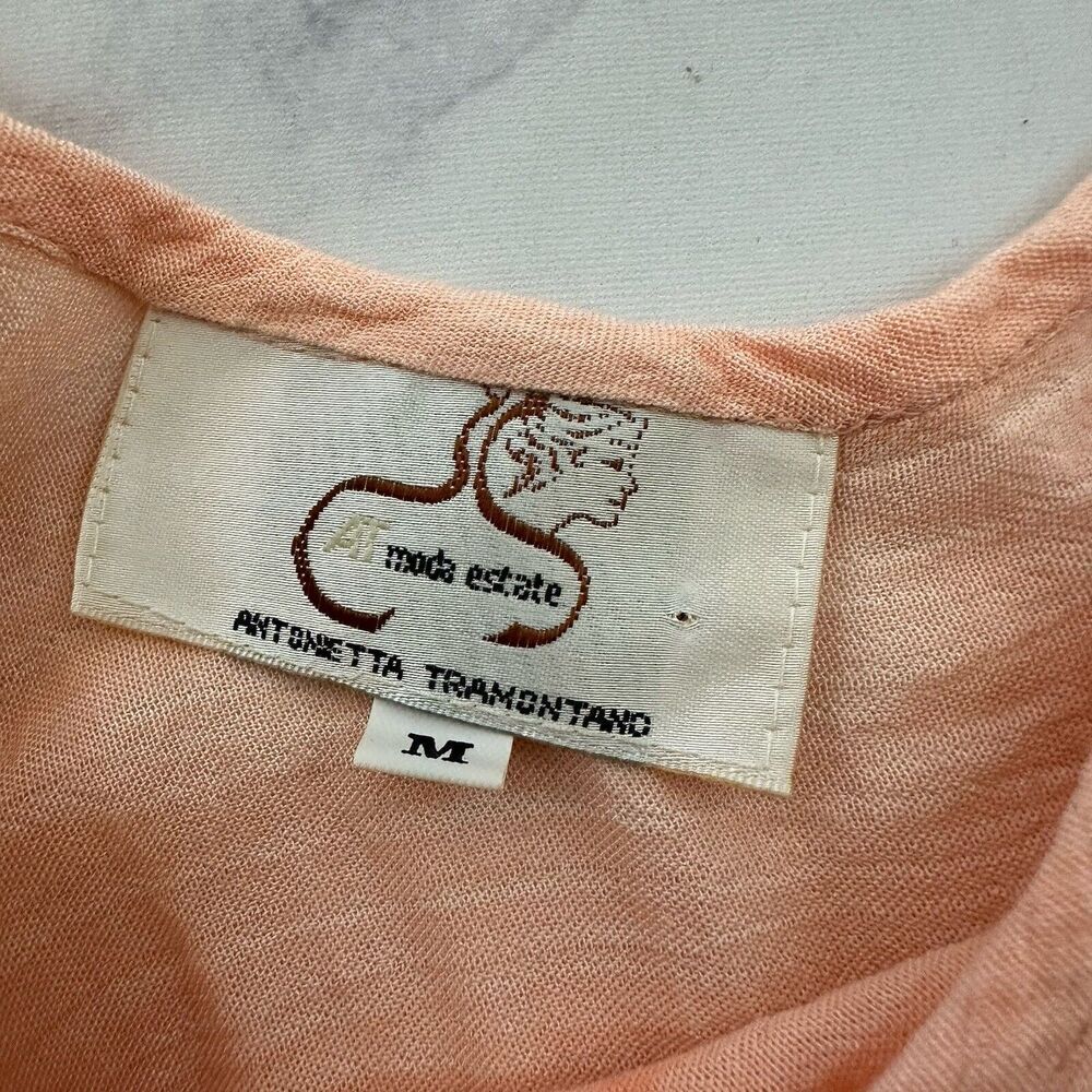 AT Moda Estate Womens Vintage 90s Slip Maxi Dress Size M Peach Orange Floral - Picture 5 of 10